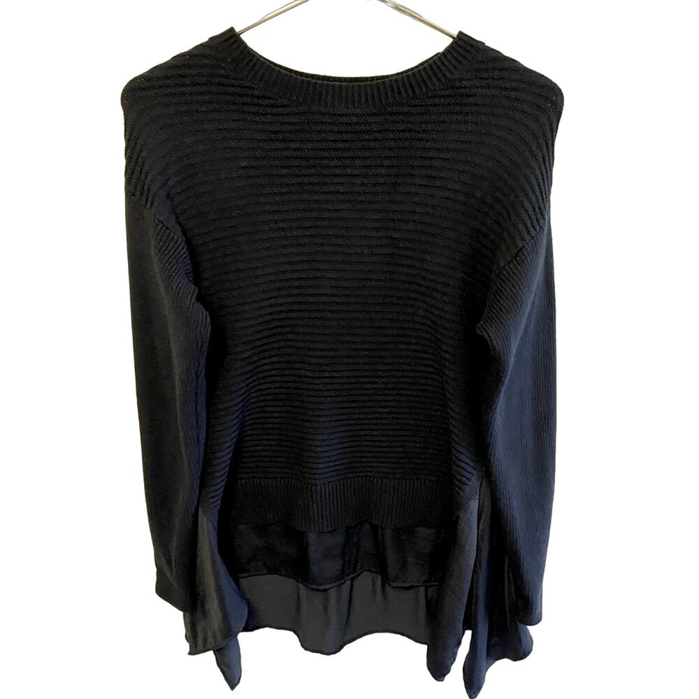 Simply Vera Vera Wang Navy Blue Ribbed Sweater Faux‎ Shirttails Size M